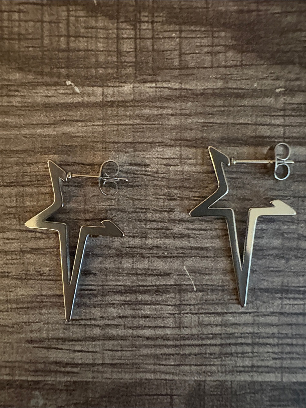 Star Outline Silver Stud Earrings Stainless Steel
